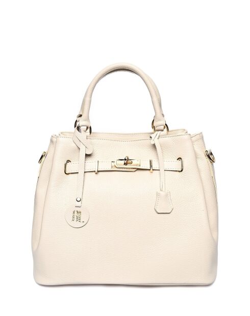 Bolso de piel beige - 28,5x38x18 cm