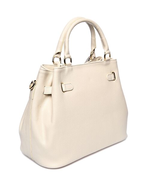 Bolso de piel beige - 28,5x38x18 cm