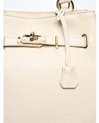 Bolso de piel beige - 28,5x38x18 cm