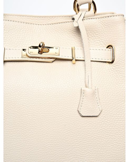Bolso de piel beige - 28,5x38x18 cm