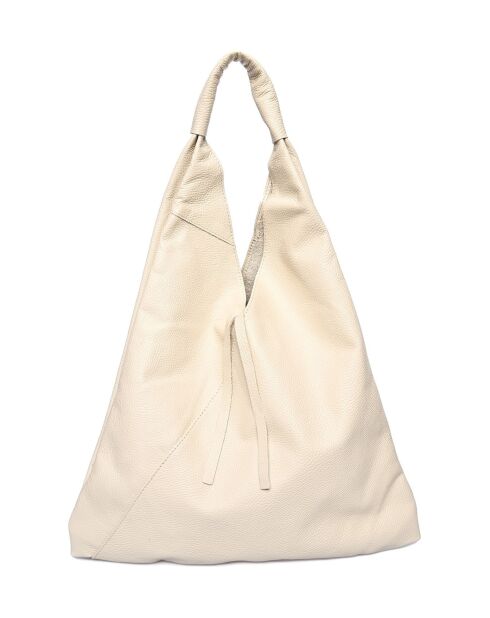 Bandolera de piel beige - 35x47 cm