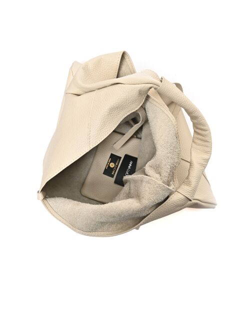 Bandolera de piel beige - 35x47 cm