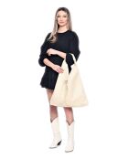 Bandolera de piel beige - 35x47 cm
