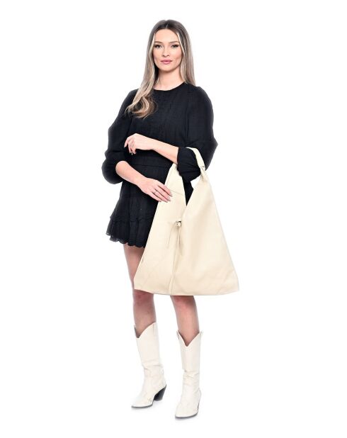 Bandolera de piel beige - 35x47 cm
