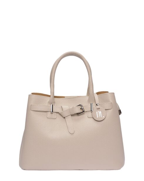 Bolso de piel beige - 25x34x14,5 cm