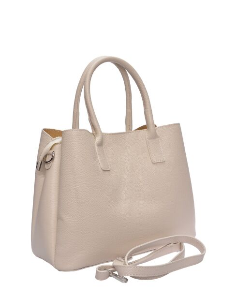 Bolso de piel beige - 25x34x14,5 cm
