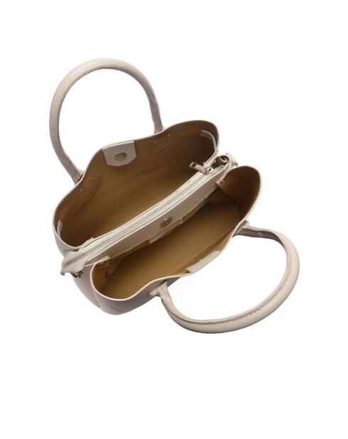Bolso de piel beige - 25x34x14,5 cm