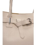 Bolso de piel beige - 25x34x14,5 cm