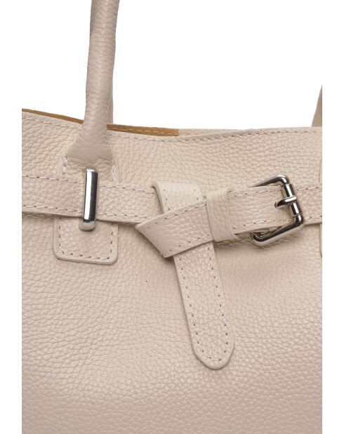 Bolso de piel beige - 25x34x14,5 cm