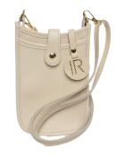 Sac bandoulière en cuir beige - 17.5x11.5x2 cm