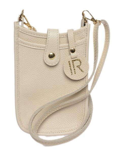 Sac bandoulière en cuir beige - 17.5x11.5x2 cm