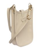 Sac bandoulière en cuir beige - 17.5x11.5x2 cm