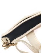 Sac bandoulière en cuir beige - 17.5x11.5x2 cm