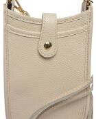 Sac bandoulière en cuir beige - 17.5x11.5x2 cm