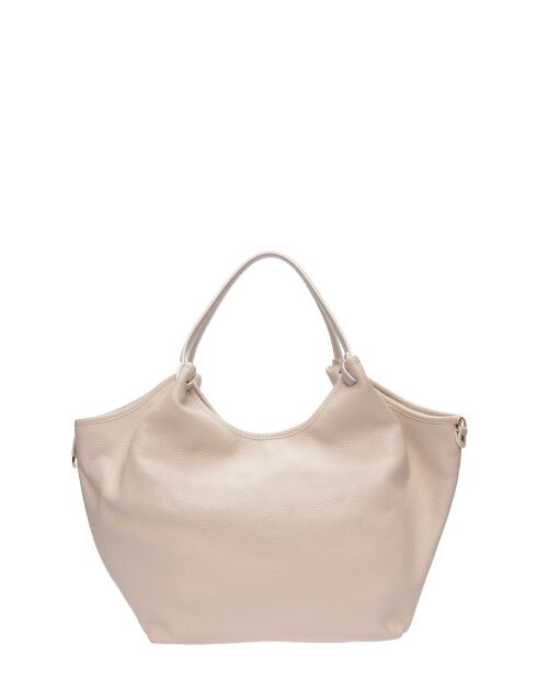 Bandolera de piel beige - 25,5x43x13 cm