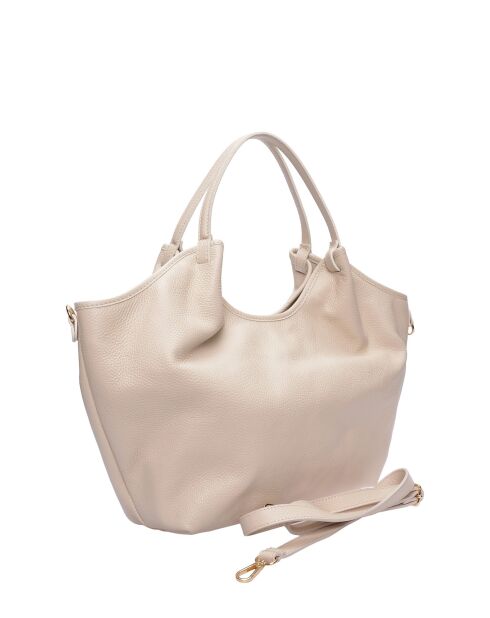 Bandolera de piel beige - 25,5x43x13 cm