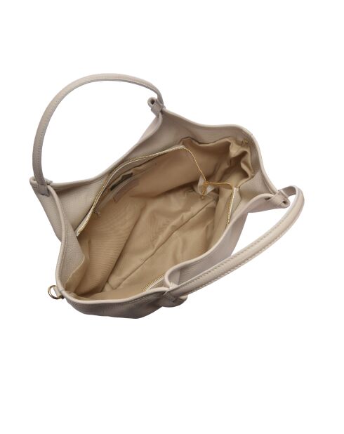 Bandolera de piel beige - 25,5x43x13 cm