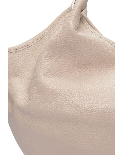 Bandolera de piel beige - 25,5x43x13 cm