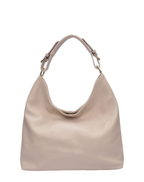Bandolera de piel beige - 28x44x14 cm