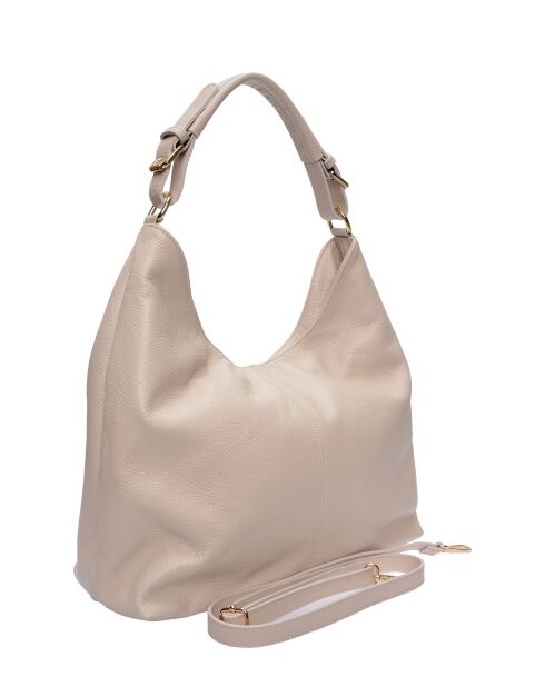 Bandolera de piel beige - 28x44x14 cm