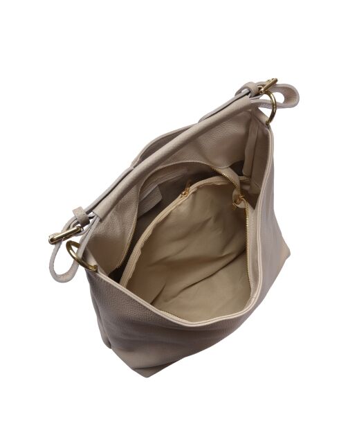 Bandolera de piel beige - 28x44x14 cm