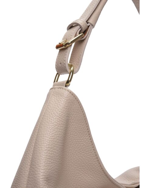 Bandolera de piel beige - 28x44x14 cm