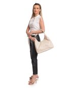 Bandolera de piel beige - 28x44x14 cm