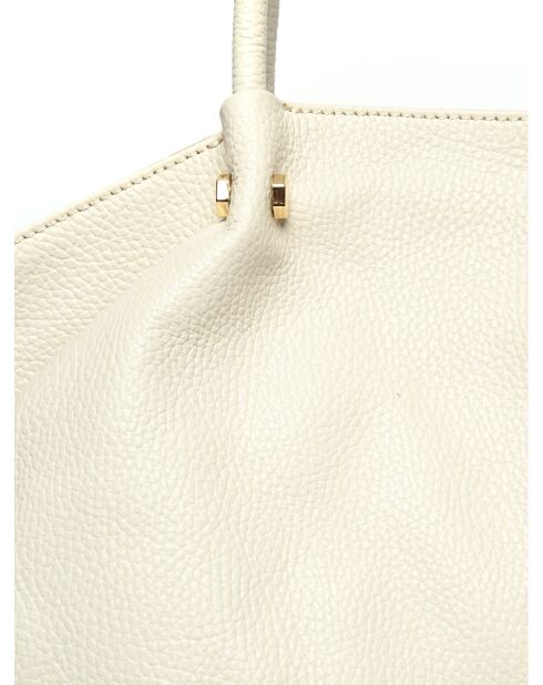 Sac à main en cuir beige - 31x33x20 cm