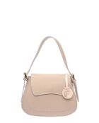 Bolso de piel beige - 19x22,5x9 cm