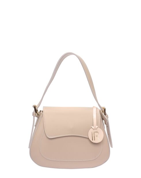Bolso de piel beige - 19x22,5x9 cm