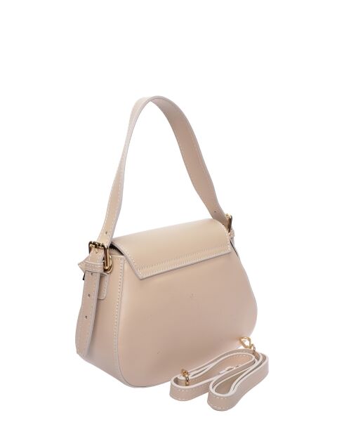 Bolso de piel beige - 19x22,5x9 cm