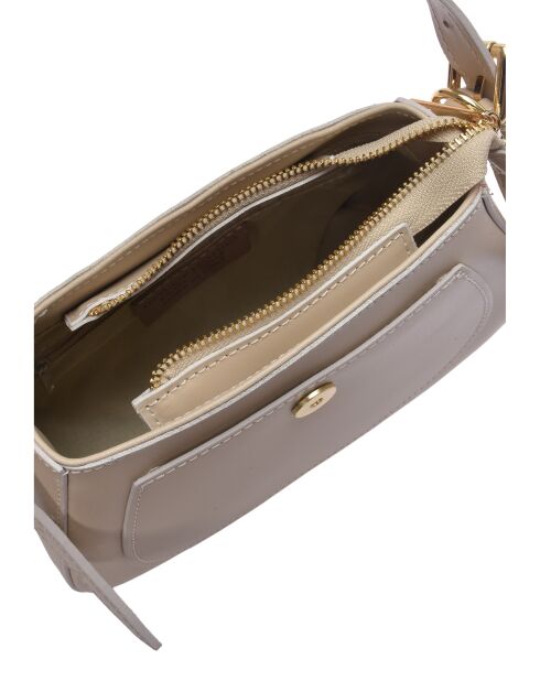 Bolso de piel beige - 19x22,5x9 cm