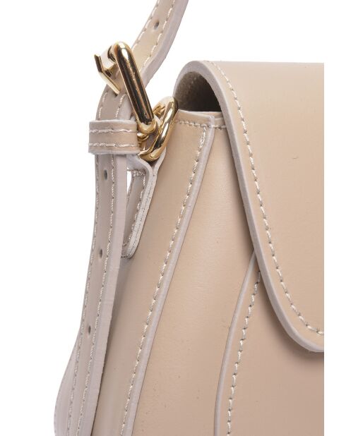 Bolso de piel beige - 19x22,5x9 cm