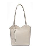 Sac porté épaule / Sac à dos en cuir beige - 29x28x9 cm