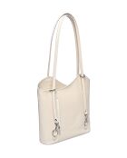 Sac porté épaule / Sac à dos en cuir beige - 29x28x9 cm