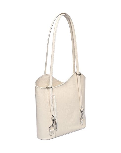 Sac porté épaule / Sac à dos en cuir beige - 29x28x9 cm