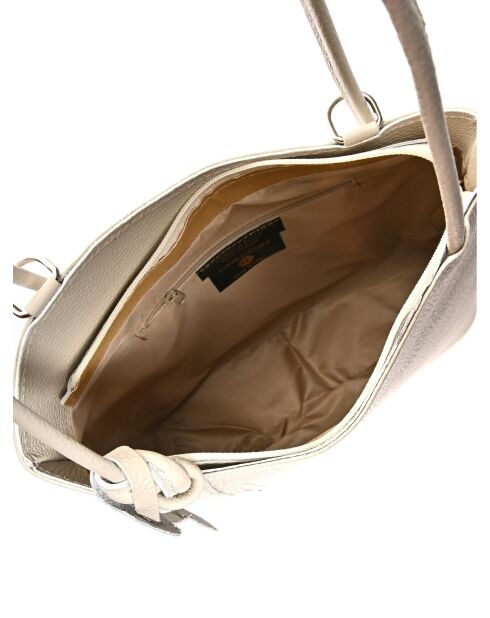 Sac porté épaule / Sac à dos en cuir beige - 29x28x9 cm
