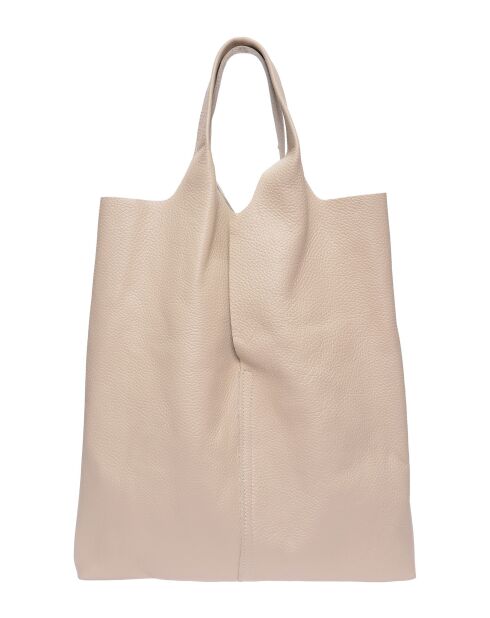 Borsa hobo in pelle beige - 39x37,5 cm