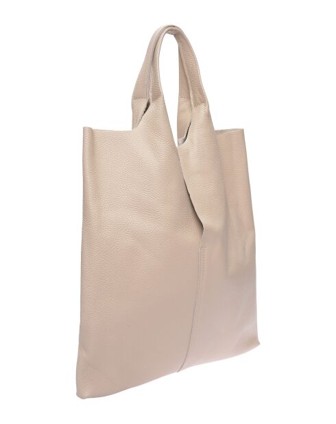 Borsa hobo in pelle beige - 39x37,5 cm