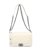 Sac bandoulière en cuir beige - 18x26.5x8.5 cm