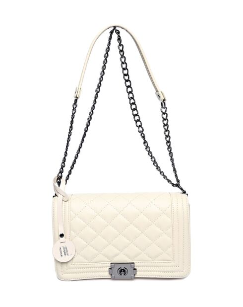 Sac bandoulière en cuir beige - 18x26.5x8.5 cm