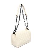 Sac bandoulière en cuir beige - 18x26.5x8.5 cm