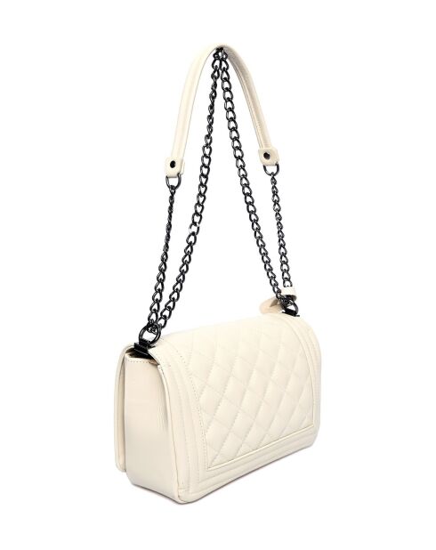 Sac bandoulière en cuir beige - 18x26.5x8.5 cm