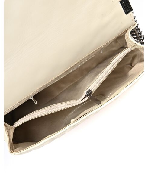 Sac bandoulière en cuir beige - 18x26.5x8.5 cm