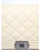 Sac bandoulière en cuir beige - 18x26.5x8.5 cm