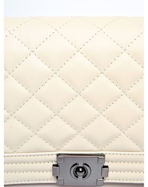 Sac bandoulière en cuir beige - 18x26.5x8.5 cm