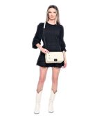 Sac bandoulière en cuir beige - 18x26.5x8.5 cm