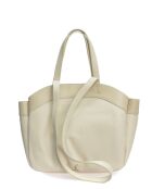 Beige leren schoudertas - 27x29x7 cm