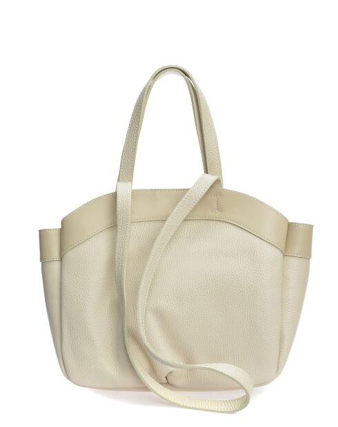 Beige leren schoudertas - 27x29x7 cm
