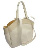 Beige leren schoudertas - 27x29x7 cm